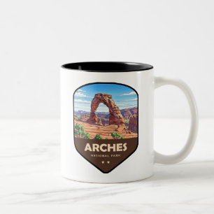 Taza Bicolor Parque Nacional Arcos Utah Escudo