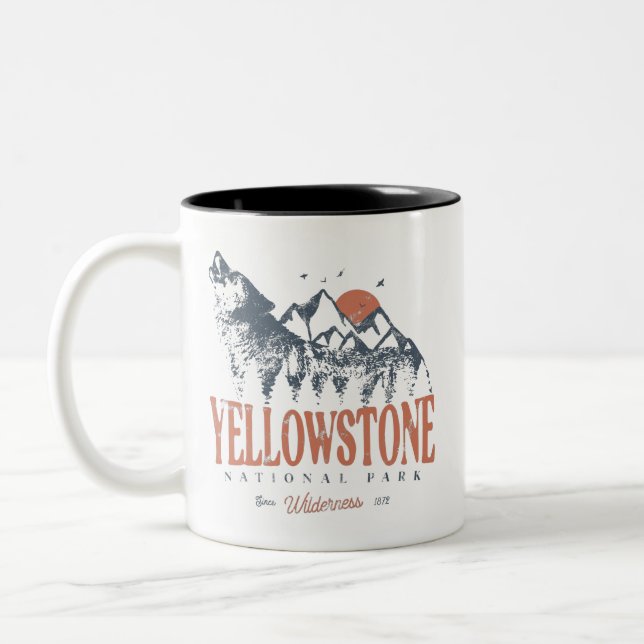 Taza Bicolor Parque nacional Yellowstone Montañas Wolf (Izquierda)