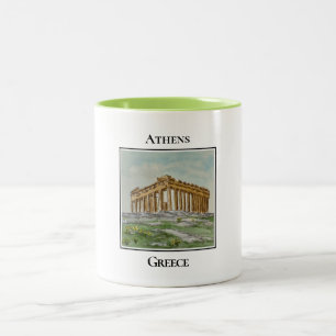 Taza Bicolor Partenón en la parte superior de la Acrópolis, Ate