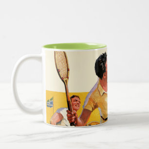Taza Bicolor Partido del tenis de los dobles