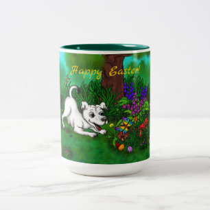 Taza Bicolor Pascua - Cachorro Capo y Mariposa