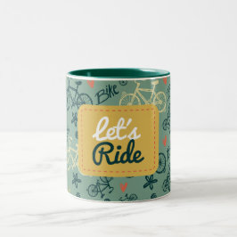Taza Bicolor Pasemos por el moderno patrón de bicicleta verde