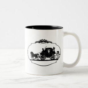 Taza Bicolor Paseo en carro con ropa y regalos cupido