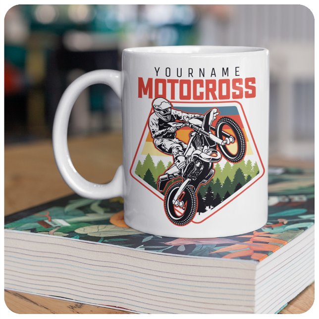 Taza Bicolor Paseo en moto de cross personalizado en pista de t (Subido por el creador)