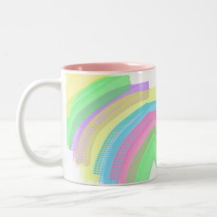 Taza Bicolor Pastel amarillo rosa azul rosa abstracto arte vibr