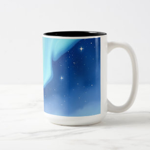 Taza Bicolor Pastel Aurora Borealis Watercolor Art