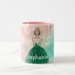 Taza Bicolor Pastel Gradiente Purpurina Rainbow Bokeh
