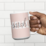 Taza Bicolor Pastel Pink Hello Y You Name Moderno<br><div class="desc">Pastel Pink Hello Y You Name Moderno</div>