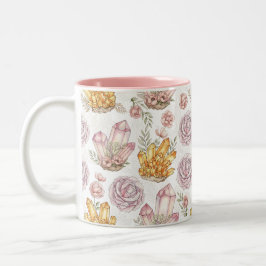 Taza Bicolor Pastel Watercolor Crystals and Roses Pattern Two-T