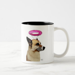 Taza Bicolor Pastor Alemán Con Halo Rosa