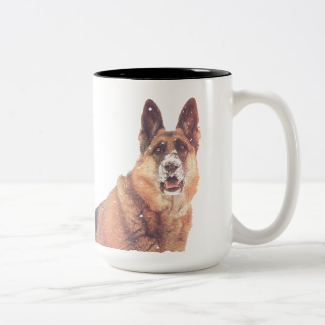Taza Bicolor Pastor alemán magnífico en la nieve (Derecha)