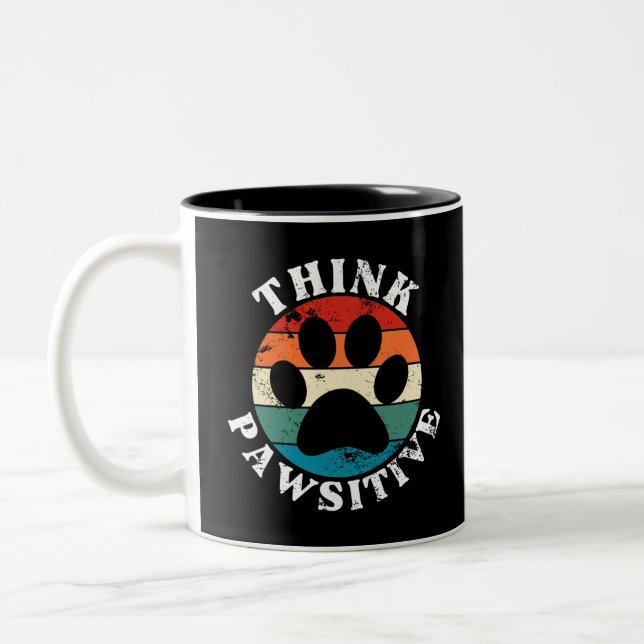 Taza Bicolor Pata De Perro Piensa Positivo (Izquierda)