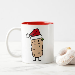Taza Bicolor Patatas de la patata que llevan el gorra de Santa