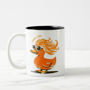 Taza Bicolor Pato con peluca naranja y gafas Trump l'oeil 