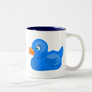 Taza Bicolor Pato de goma azul