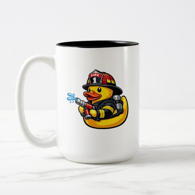 Taza Bicolor Pato de Goma Bombero (Izquierda)