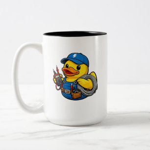 Taza Bicolor Pato de goma electricista