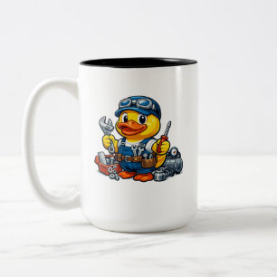 Taza Bicolor Pato de goma mecánico