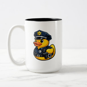 Taza Bicolor Pato de goma oficial de policía