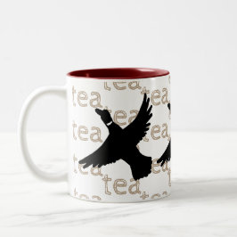 Taza Bicolor Pato de té de pájaro dibujado a mano