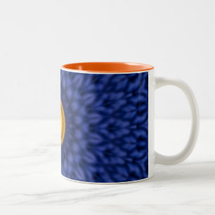 Taza Bicolor Pato en azul con caleidoscopio amarillo