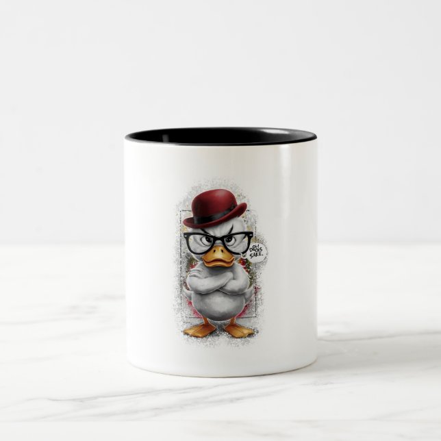 Taza Bicolor Pato enojado con gorra (Centro)