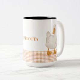 Taza Bicolor Pato Personalizado – Diseño de Animal de Granja Ad