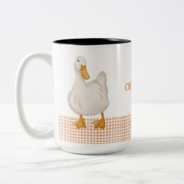 Taza Bicolor Pato Personalizado – Diseño de Animal de Granja Ad