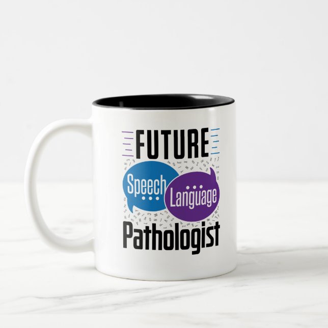 Taza Bicolor Patología del lenguaje de voz futuro SLP (Izquierda)