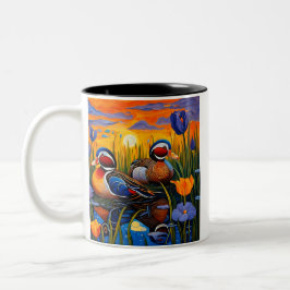 Taza Bicolor Patos entre juncos