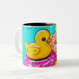Taza Bicolor Patos y donuts