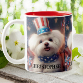 Taza Bicolor Patriótico Maltés Perro de Cachorro Perro Norteame