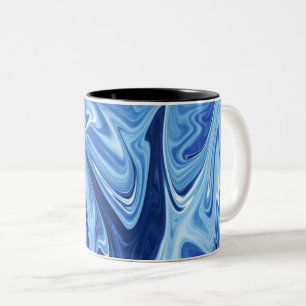 Taza Bicolor Patrón abstracto de líquido azul
