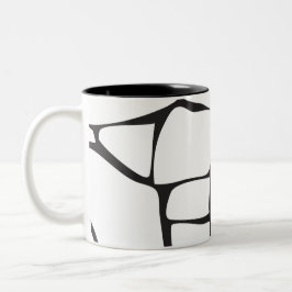 Taza Bicolor Patrón abstracto minimalista de piedra en negro y 