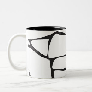 Taza Bicolor Patrón abstracto minimalista de piedra en negro y 