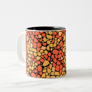 Taza Bicolor Patrón abstracto mosaico baldosas amarillo naranja