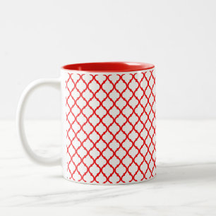 Taza Bicolor Patrón arabesco rojo tazón de café de dos tonos