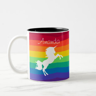 Taza Bicolor Patrón arcoiris Personalizado personalizado de uni