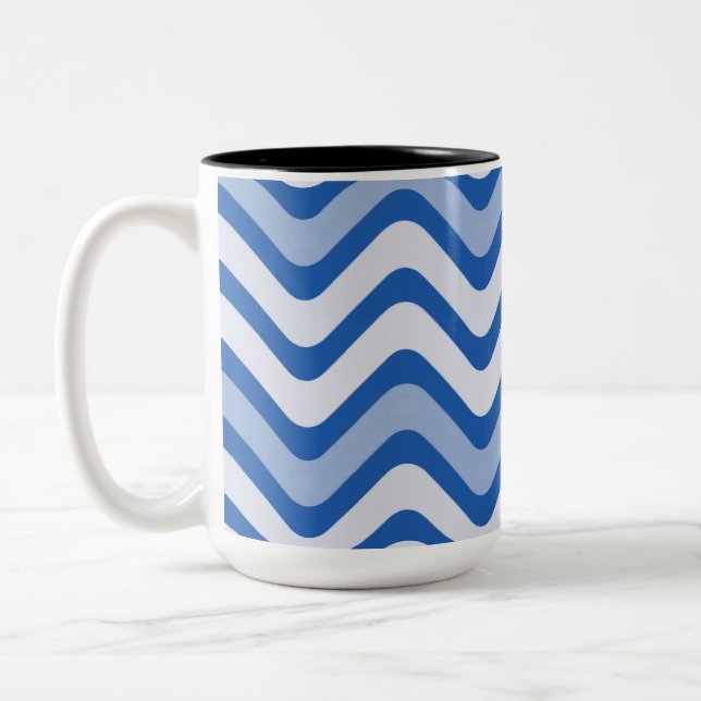 Taza Bicolor Patrón azul ondulado (Izquierda)