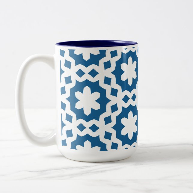Taza Bicolor Patrón azul y blanco (Izquierda)