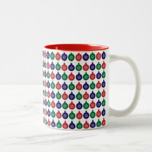 Taza Bicolor Patrón azul y verde rojo