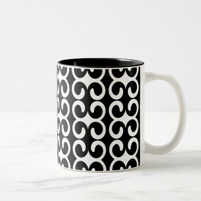 Taza Bicolor Patrón blanco y negro de moda (Derecha)