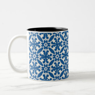 Taza Bicolor Patrón Boho en Azul – Elegante y Audaz