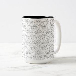 Taza Bicolor Patrón botánico dibujado a mano en blanco y negro