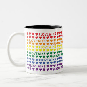 Taza Bicolor Patrón cardíaco arcoiris de #LoveWins