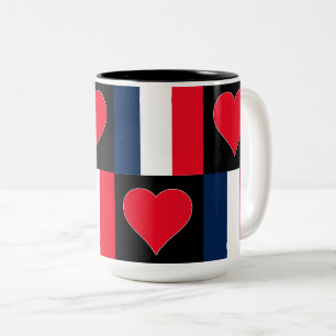 Taza Bicolor Patrón cardíaco de bandera de Francia Orgullo fran