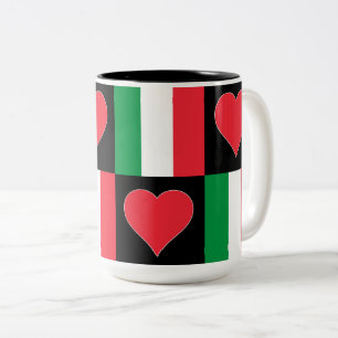 Taza Bicolor Patrón cardíaco de bandera de Italia Orgullo patri