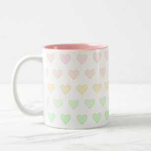 Taza Bicolor Patrón cardíaco de color Pastel moderno en blanco