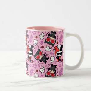 Taza Bicolor Patrón Chibi Catwoman, Harley Quinn y & Kittens
