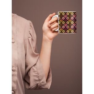 Taza Bicolor Patrón colorido mexicano Dia de los Muertos
